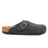 Birkenstock Boston Bs Clogs Regular Fit Anthracite Wool In Gray