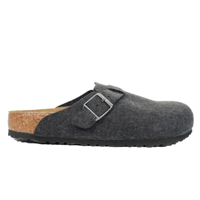 Birkenstock Boston Bs Clogs Regular Fit Anthracite Wool In Gray