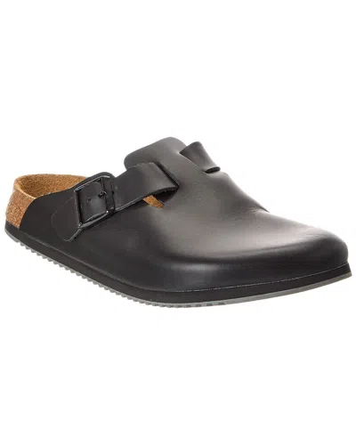 Birkenstock Boston Bs Leather Clog In Black