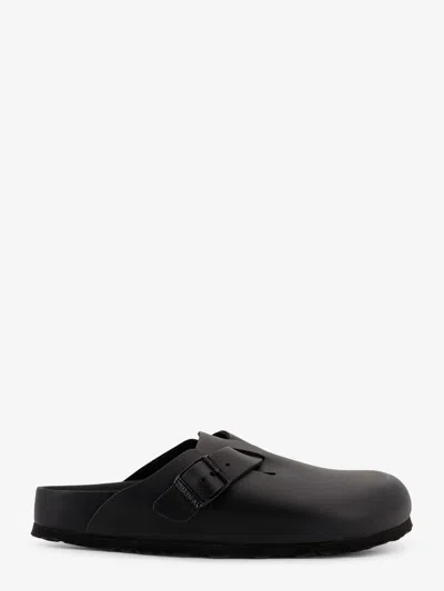 Birkenstock Boston Slipper Black In Smooth Leather In Animal Print