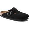 Birkenstock Boston Bs Mens Nubuck Slip On Clogs In Black