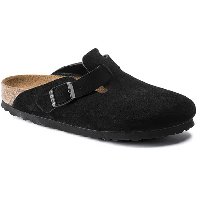 Birkenstock Boston Bs Mens Nubuck Slip On Clogs In Black