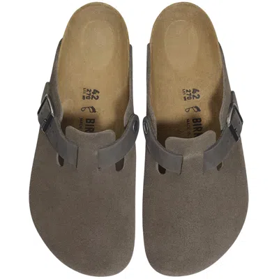 Birkenstock Boston Bs Mules Concrete In Brown