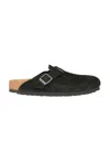 Birkenstock Boston Suede Mules In Black