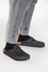 Birkenstock Boston Bs Oiled Leather Slides In Black