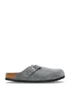 Birkenstock Boston Suede Leather Slippers In Gray