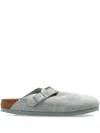 Birkenstock Boston Suede Leather Clogs In Green