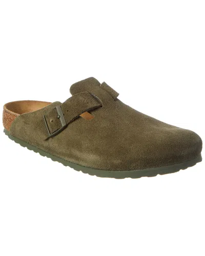 Birkenstock Boston Bs Suede Clog In Green