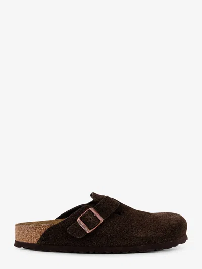 Birkenstock Boston Bs Suede Mule In Brown