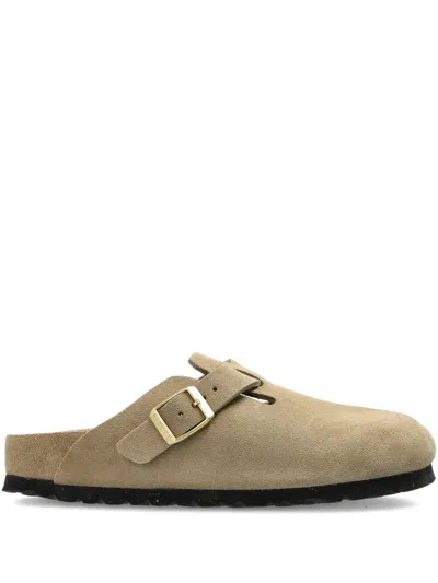 Birkenstock Women's Boston Shearling Clog In Taupe Suede/sandcastle At Urban Outfitters In Multi