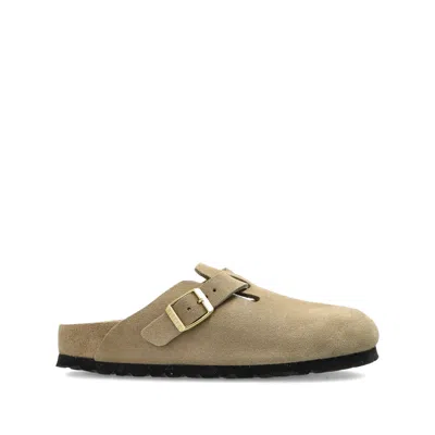 Birkenstock Boston Bs Suede Mules In Neutral