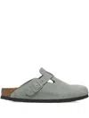 Birkenstock Boston Bs Suede "pure Sage" Mules In Blue
