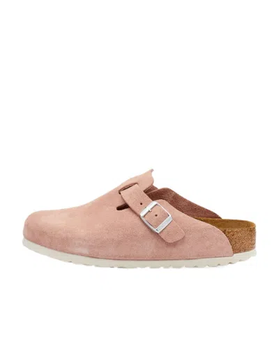 Birkenstock Boston Buckle-detail Suede Mules In Pink