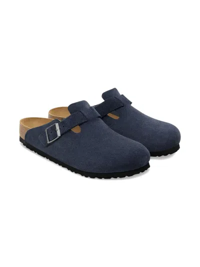 Birkenstock Kids' Boston Buckle-fastening Slippers In Blue