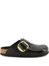 Birkenstock Boston Buckle Flat Mules In Black