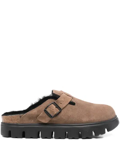 Birkenstock Boston Buckle Slippers In Brown