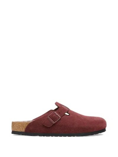 Birkenstock Boston Buckle-strap Mules In Burgundy
