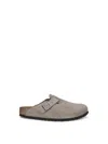 Birkenstock Boston Buckle Suede Clogs In Gray