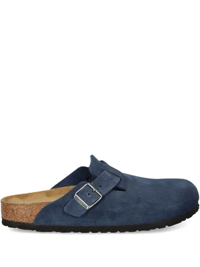 Birkenstock Boston Shearling Suede Sandals In Blue