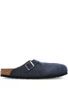 Birkenstock Boston Buckle Suede Slip-ons In Blue