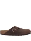 Birkenstock Mule-style Slipper With Adjustable Strap And Contoured Footbed In Brown