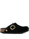 Birkenstock Boston Big Buckle Piping Rivet Logo In Black