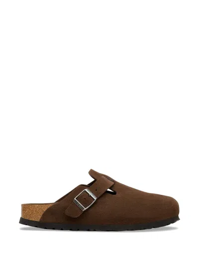 Birkenstock Boston Buckled-strap Slippers In Brown