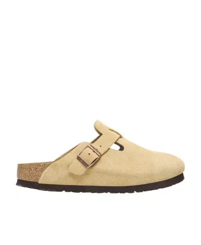 Birkenstock Boston Buckled Suede Sandals In Nude