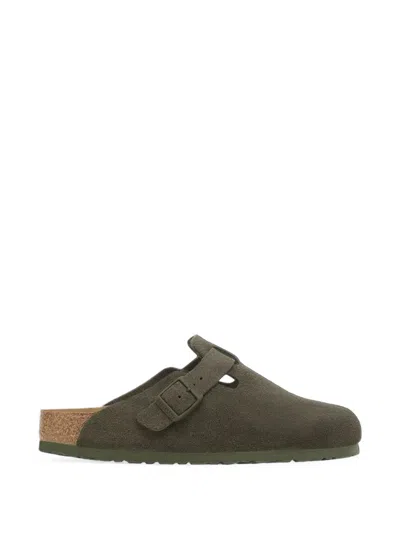 Birkenstock Boston Buckle-fastening Flat Mules In Green