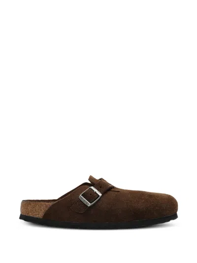 Birkenstock Boston Buckle-fastening Flat Mules In Brown
