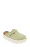 Birkenstock Boston Chunky Platform Clog In Faded Lime