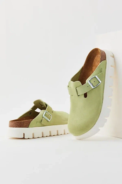 Birkenstock Boston Chunky Suede Clog In Faded Lime, Women's At Urban Outfitters