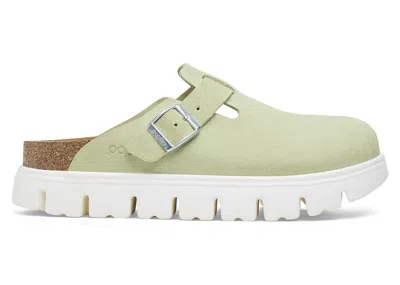 Pre-owned Birkenstock Boston Chunky Suede (narrow) (women's) Sneakers In Faded Lime