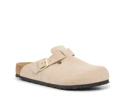 Birkenstock Women's Boston Shearling Clog In Taupe Suede/sandcastle At Urban Outfitters In Multi