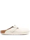 Birkenstock Boston Suede Clog In White, Men's At Urban Outfitters In Nude