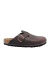 Birkenstock Boston Oiled Leather Mules In Black
