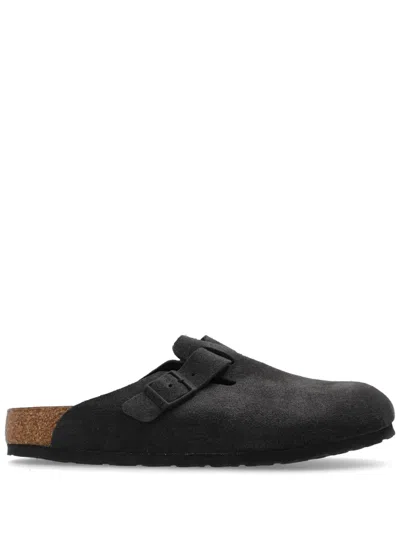 Birkenstock Boston Slipper-mule In Black Suede