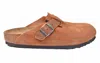 Birkenstock Boston Clogs Bs Regular Fit Suede Cognac In Brown