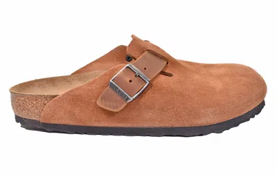 Birkenstock Boston Clogs Bs Regular Fit Suede Cognac In Brown