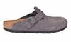 Birkenstock Gray Regular Boston Soft Footbed Slip-on Loafers In Sage