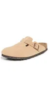 Birkenstock Beige Narrow Boston Soft Footbed Slip-on Loafers In Brown