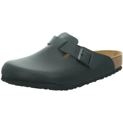 Pre-owned Birkenstock Boston Clogs Mules Slippers Sandals Slides Slip On Black Regular Lea