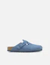 Birkenstock Boston Suede Clogs In Blue
