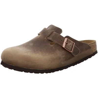 Pre-owned Birkenstock Boston Clogs Regular Tabacco Brown Leather Oiled Shoes Mules Sandals