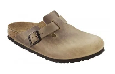 Pre-owned Birkenstock Boston Clogs Slip On Leather Mules Tobacco Habana Antique Brown In Tobacco - Nubuck Leather Oiled