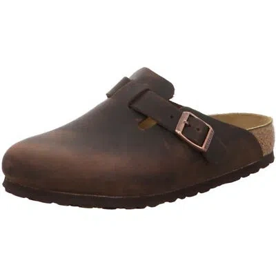 Pre-owned Birkenstock Boston Clogs Slip On Leather Oiled Mules Slippers Habana Regular