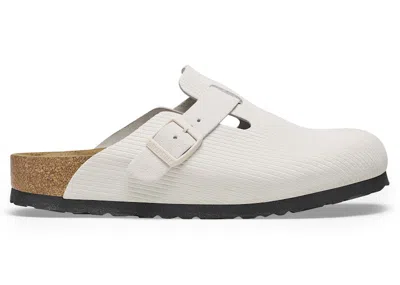 Pre-owned Birkenstock Boston Embossed Corduroy Suede Sneakers In Antique White
