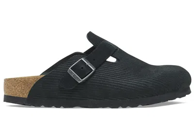 Pre-owned Birkenstock Boston Embossed Corduroy Suede Sneakers In Black