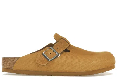 Pre-owned Birkenstock Boston Embossed Corduroy Suede Sneakers In Cork Brown