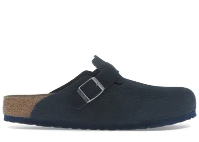 Pre-owned Birkenstock Boston Embossed Corduroy Suede Sneakers In Midnight